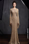 Glamorous Golden Mermaid Gown with Split Bell Sleeves
