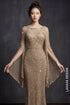 Glamorous Golden Mermaid Gown with Split Bell Sleeves