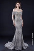 Sparkling Silver Off-Shoulder Mermaid Gown