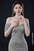 Sparkling Silver Off-Shoulder Mermaid Gown