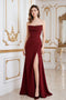 Elegant Strapless Maroon Evening Gown