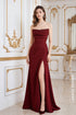 Elegant Strapless Maroon Evening Gown