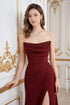 Elegant Strapless Maroon Evening Gown