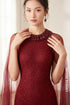 Regal Burgundy Mermaid Gown with Diamond Lattice Beadwork