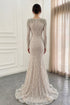 Exquisite Hand-Beaded Long-Sleeve Evening Gown