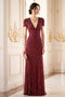 Luxury Burgundy Sequin Hand-Beaded Evening Gown