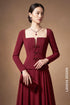 Maroon Bow-Accented Evening Gown