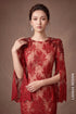 Elegant Red Lace Mermaid Evening Gown with Crystal-Embellished Slit Sleeves