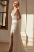 Romantic deep v-neck with beadwork wedding dress
