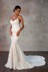 Stunning spacking lace wedding dress with V-neckline