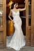 Stunning spacking lace wedding dress with V-neckline