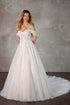 Off shoulder A-line wedding dress with embroidery lace