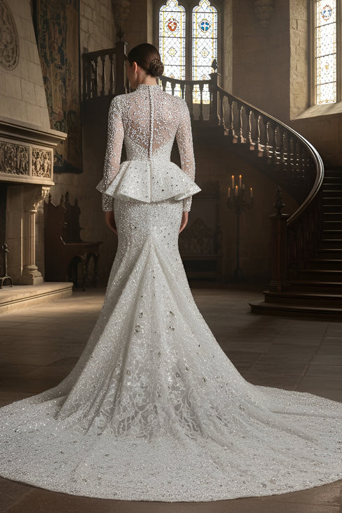 The opulent beaded illusion bridal gown