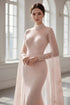 The Starlight cape gown: Regal High-Neck Embellished Bridal Gown