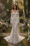 Floral Lace Mermaid Gown with Illusion Sleeves