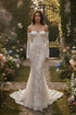 Floral Lace Mermaid Gown with Illusion Sleeves