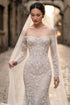 Off-the-Shoulder Mermaid Wedding Dress with Intricate Lace Artistry