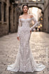 Off-the-Shoulder Mermaid Wedding Dress with Intricate Lace Artistry