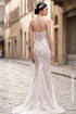 Ethereal Strapless Mermaid Gown with 3D Floral Appliqués and High Slit