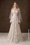 Elegant Long-Sleeved Off-the-Shoulder Lace Wedding Gown