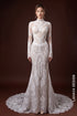 High-Neck Long-Sleeve Mermaid Lace Wedding Dress