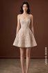 Beaded Lace Spaghetti Strap Mini Cocktail Dress