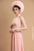 Pink embroidery lace bridal ao dai