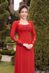 Red modern neckline wedding ao dai