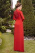 Red modern neckline wedding ao dai