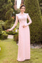 Pink modern ao dai beaded