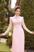 Pink modern ao dai beaded