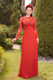 Red round collar wedding ao dai