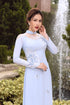 Blue ao dai with flower patterns