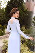 Blue ao dai with flower patterns