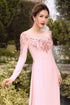 Pink scoop neck modern party ao dai