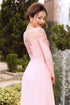Pink scoop neck modern party ao dai