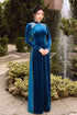 Blue velvet modern party ao dai