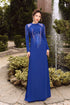 Blue round neck with impressive beading ao dai