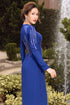 Blue round neck with impressive beading ao dai