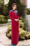 Red modern ao dai with blue lace