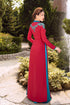 Red modern ao dai with blue lace