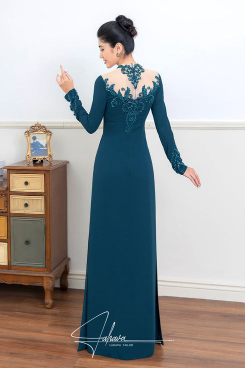 Modern beaded pattern ao dai