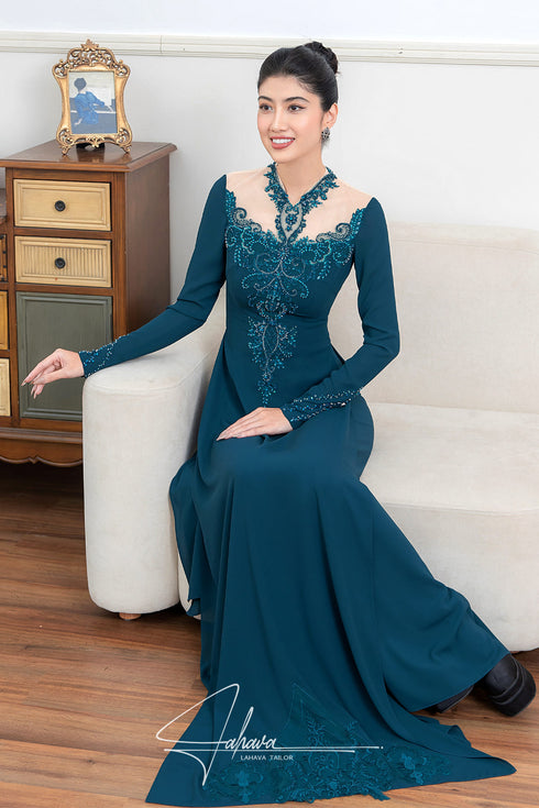 Modern beaded pattern ao dai