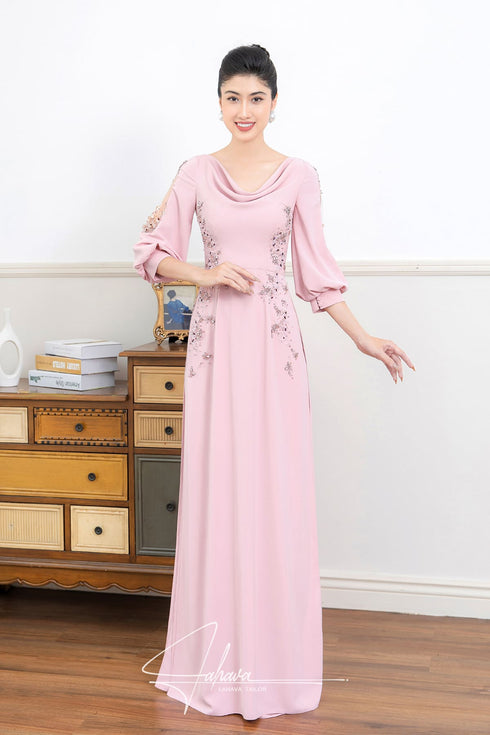 Cowl neck with modern cut-out sleeves