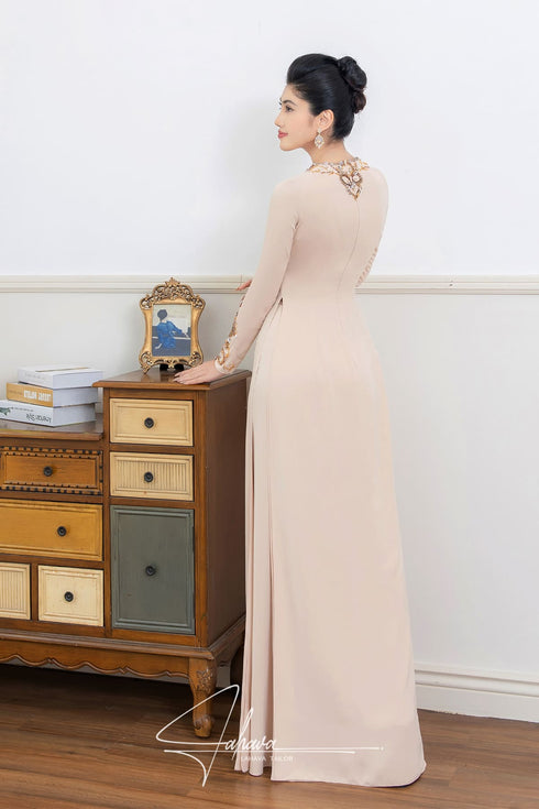 Delicate cut out beaded ao dai