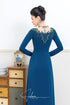 Round neck beaded party ao dai