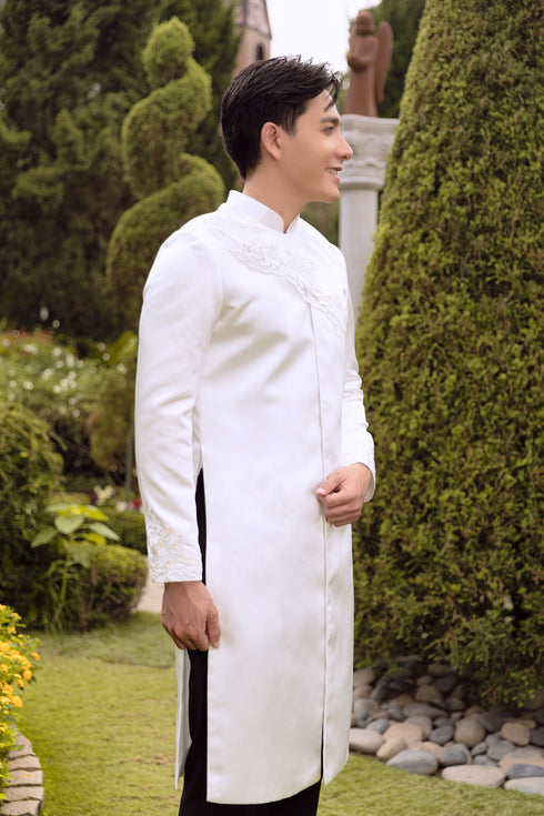 Men's ao dai with lace design - sale