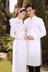White embroidery lace couple wedding ao dai