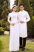 Modern white couple wedding ao dai