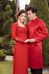 Red embroidery lace couple ao dai